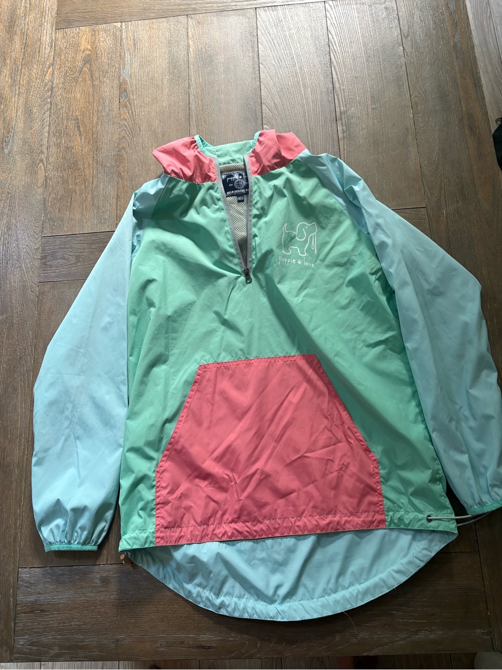 Puppie Love Windbreaker Jacket M Pastel Colorblock Pullover Dog Rescue